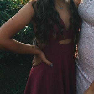 Maroon cut out dress